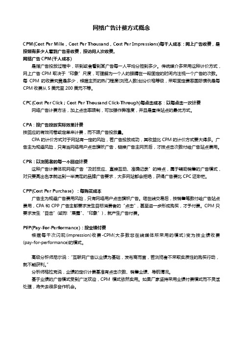 网络广告计费方式概念