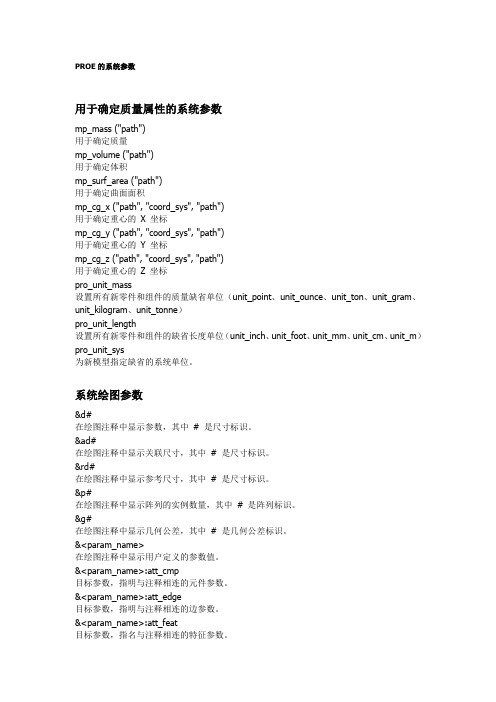 PROE的系统参数