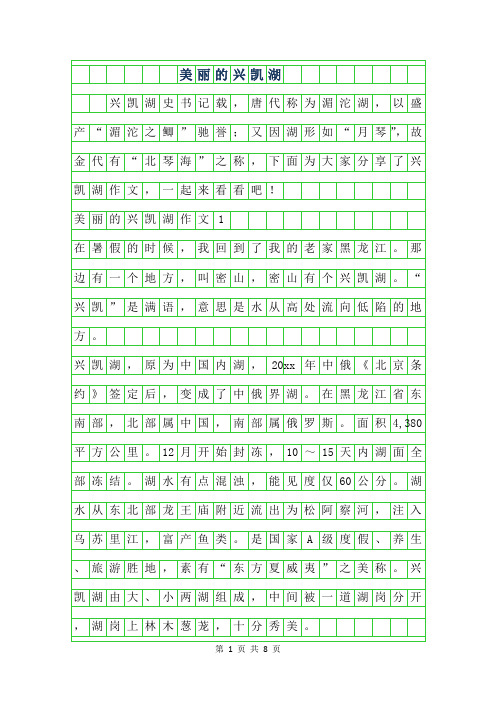 2019年美丽的兴凯湖作文400字