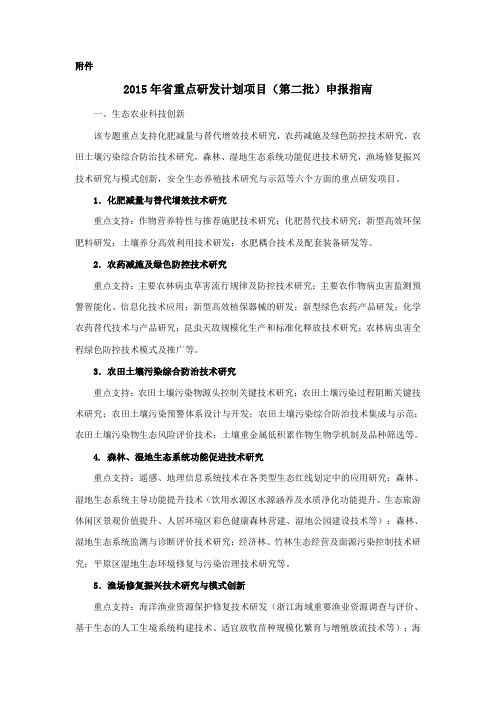 2015年重点研发计划项目第二批