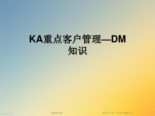 KA重点客户管理—DM知识