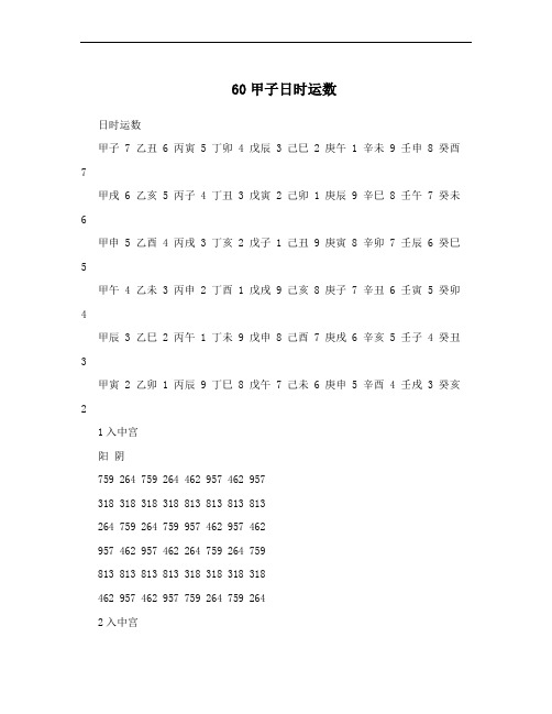 60甲子日时运数