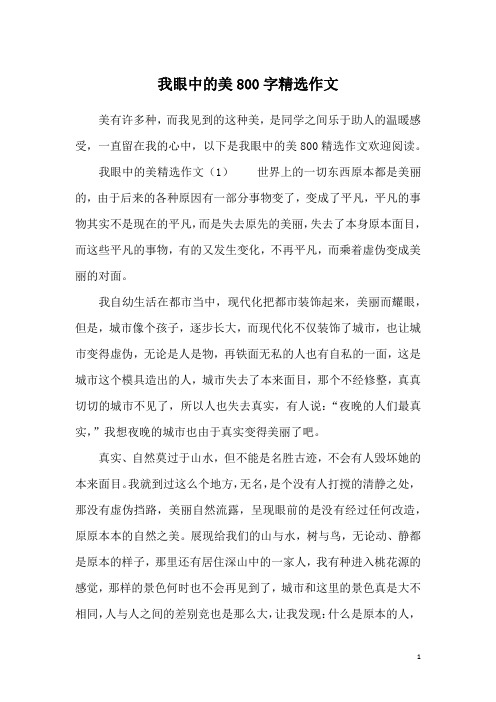 我眼中的美800字精选作文