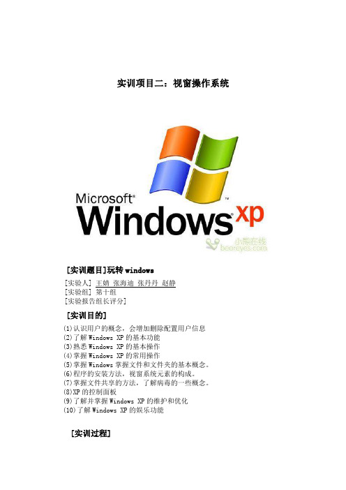 计算机 视窗操作系统实训报告