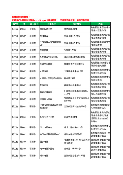 2020新版浙江省嘉兴市平湖市家用电器工商企业公司商家名录名单黄页联系方式大全318家