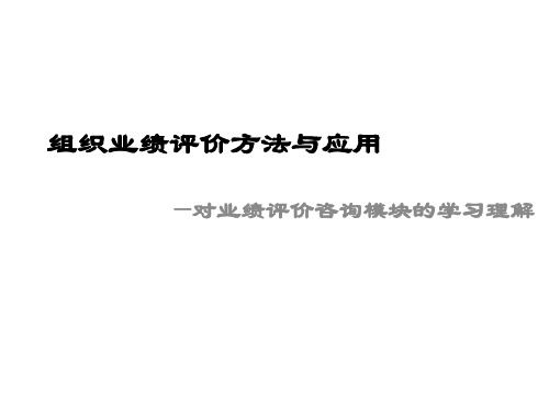 组织业绩评价方法与案例