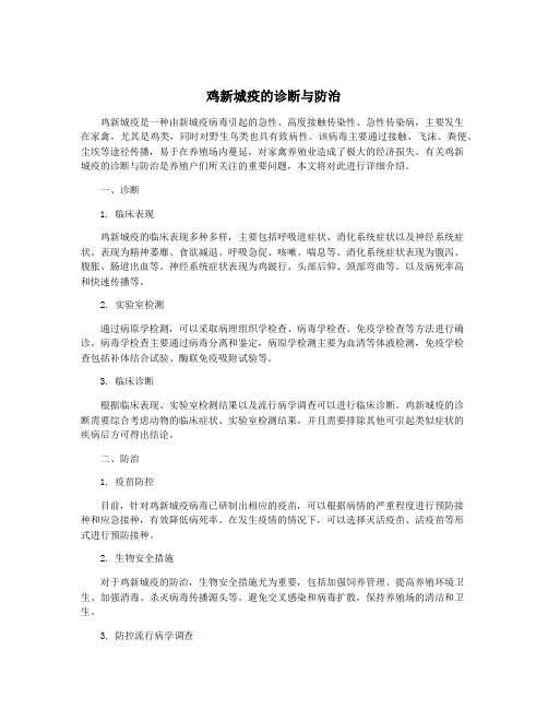 鸡新城疫的诊断与防治