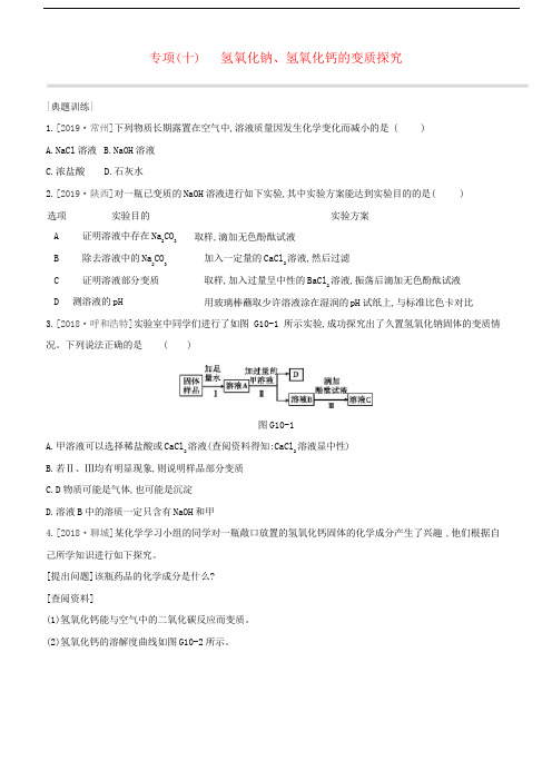 (淮安专版)2020中考化学复习方案专项10氢氧化钠、氢氧化钙的变质探究试题