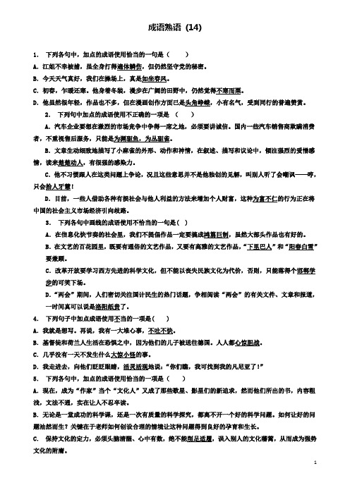 高中语文总复习语言文字运用词语成语熟语练习14