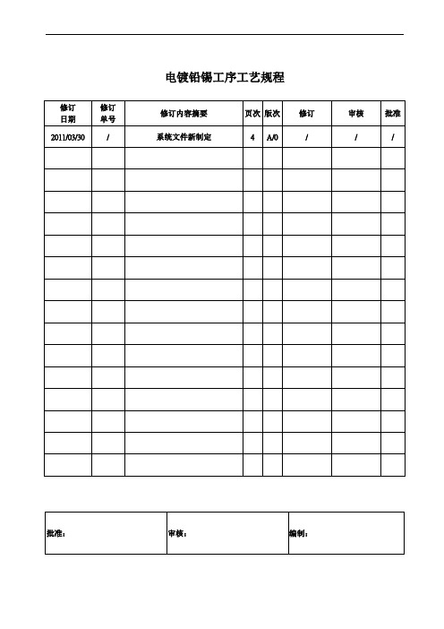 电镀铅锡工序工艺规程