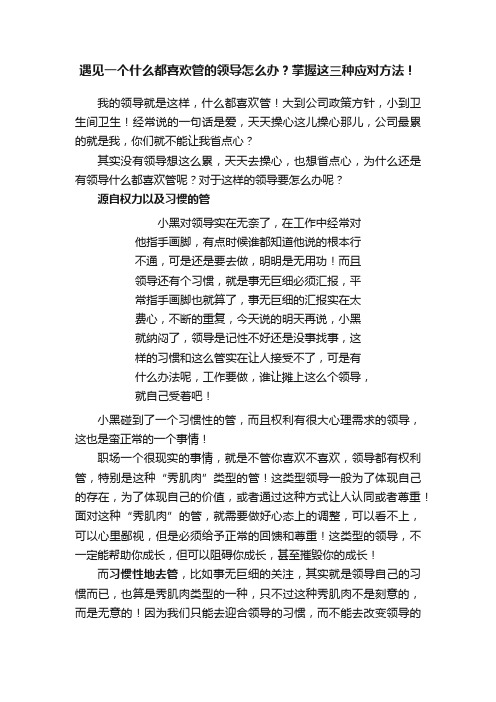 遇见一个什么都喜欢管的领导怎么办？掌握这三种应对方法！