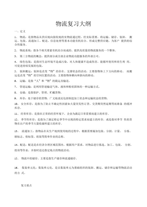 物流复习大纲.doc