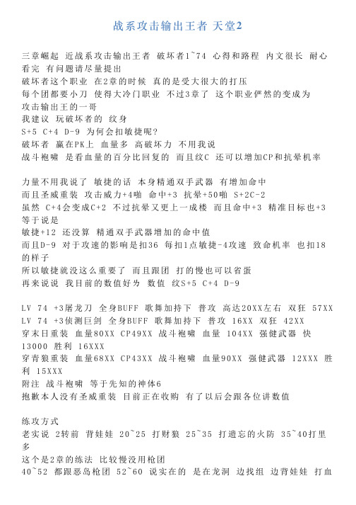 战系攻击输出王者天堂2