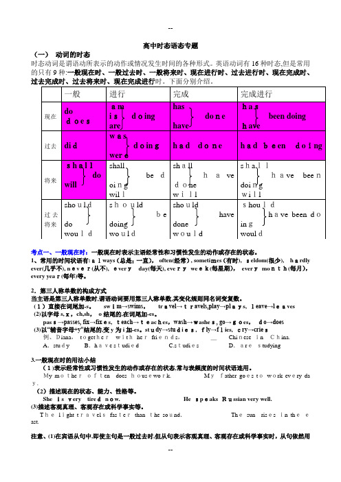 高考英语动词时态语态复习