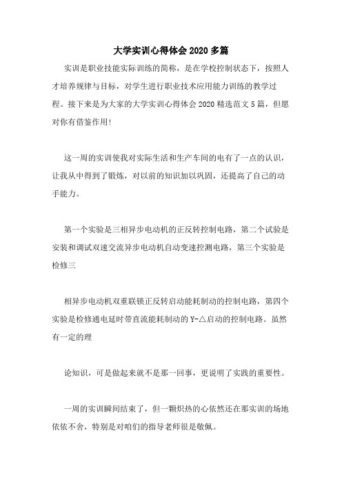 大学实训心得体会2020多篇