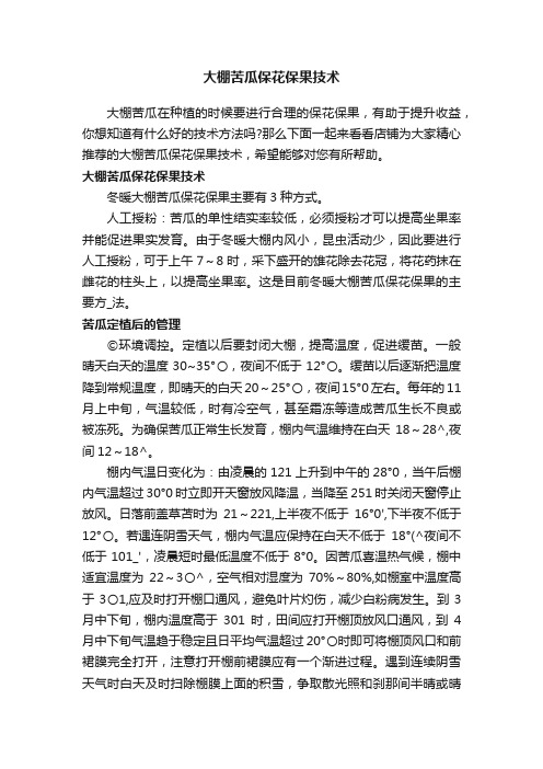 大棚苦瓜保花保果技术