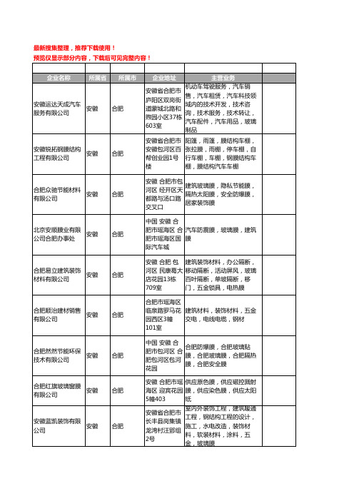 新版安徽省玻璃膜工商企业公司商家名录名单联系方式大全43家