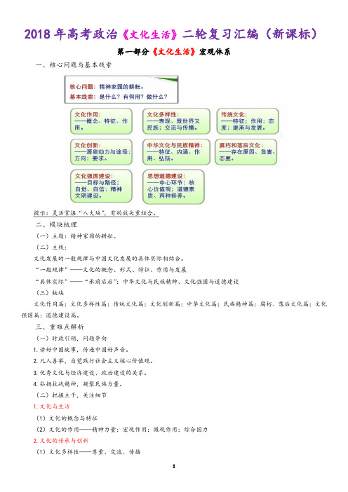 2018年高考政治《文化生活》二轮复习精华版(新课标)