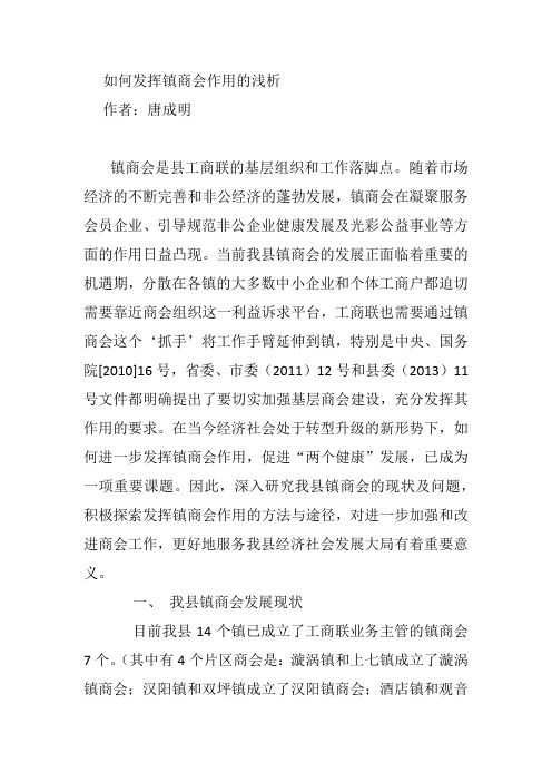 如何发挥乡镇商会作用的浅析