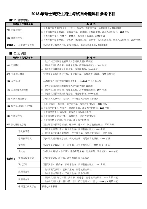 湖北大学考研参考书目