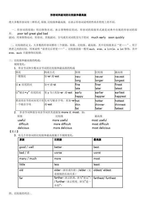 八年级形容词、副词的比较级和最高级语法知识讲解