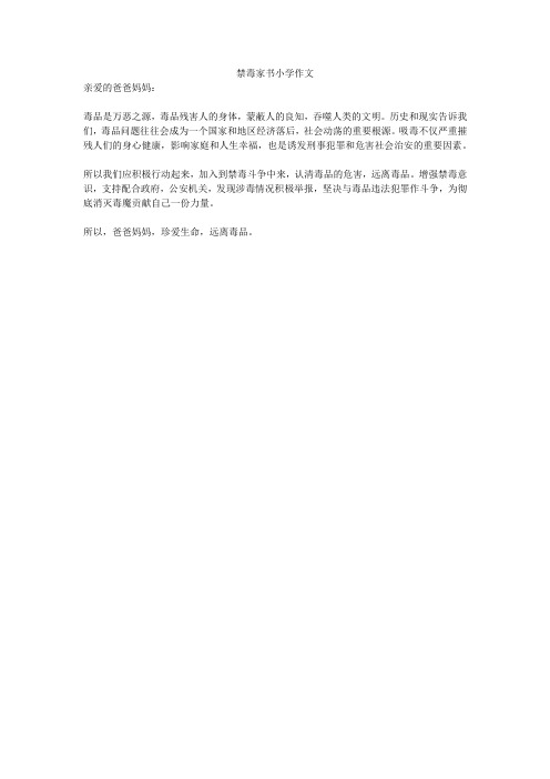 禁毒家书小学作文全面版