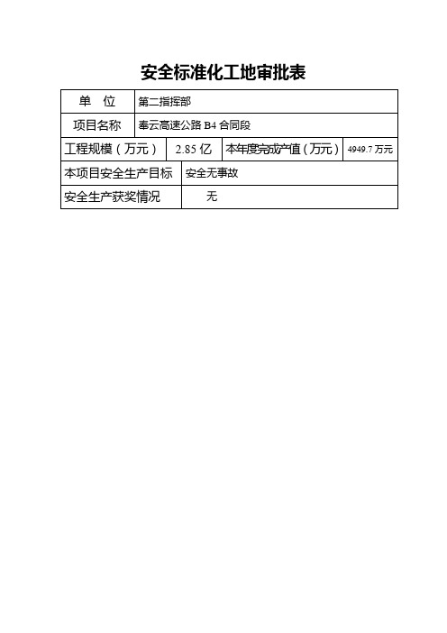 安全标准化工地审批表