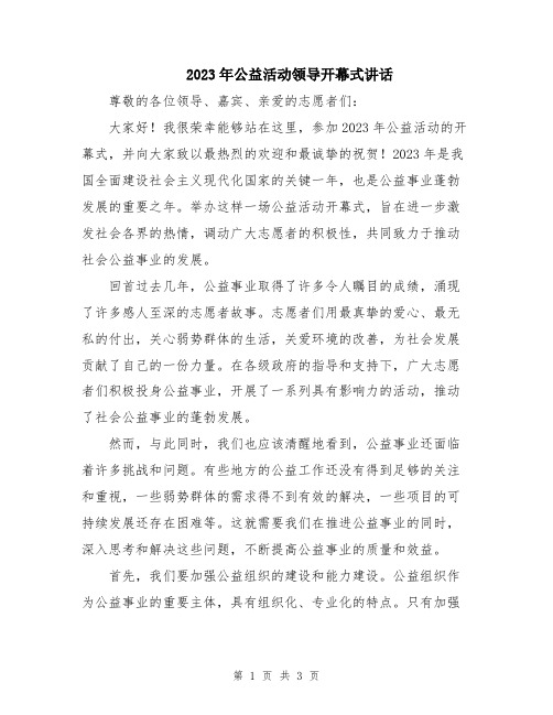 2023年公益活动领导开幕式讲话
