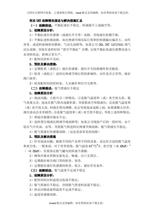 利乐UHT故障情况描述与解决措施汇总[2]