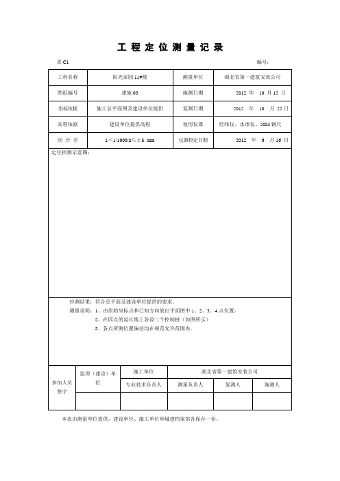 工 程 定 位 测 量 记 录实例