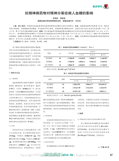 抗精神病药物对精神分裂症病人血糖的影响