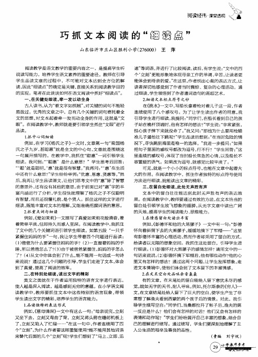 巧抓文本阅读的“细读点”