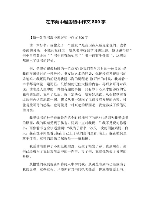在书海中遨游初中作文800字