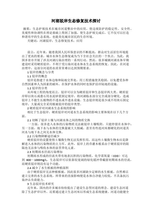 河湖驳岸生态修复技术探讨
