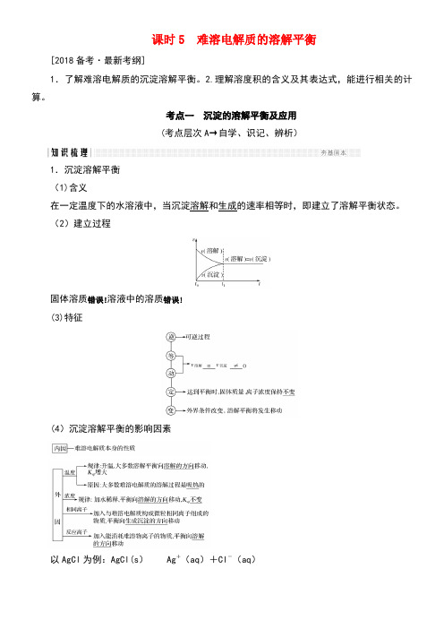 高考化学总复习第八章水溶液中的离子平衡(课时5)难溶电解质的溶解平衡练习新人教版(new)