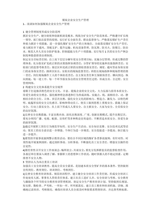 煤炭企业安全生产管理安全生产