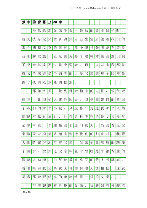 高三叙事作文：梦中的背影_1500字
