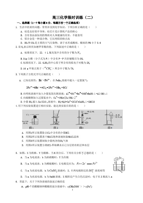 高三化学复习限时训练(二) (2)