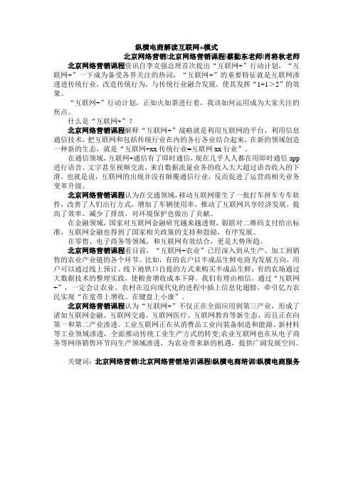 纵横电商解读互联网+模式