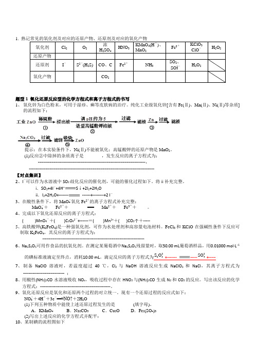 2020高考化学工艺流程专题训练