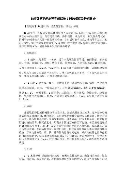 B超引导下经皮肾穿刺活检2例的观察及护理体会