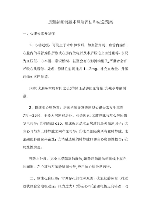 房颤消融术应急预案