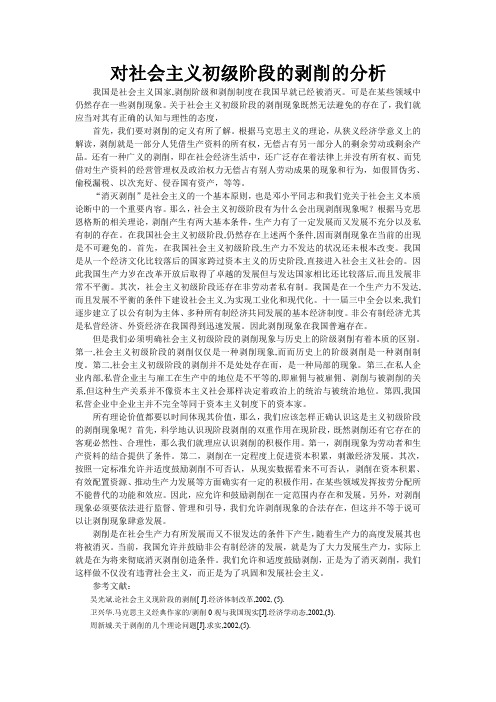 对社会主义初级阶段的剥削的分析