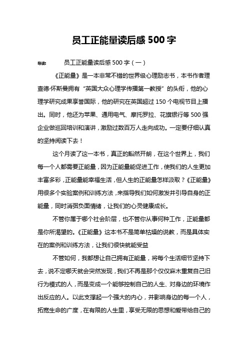 员工正能量读后感500字