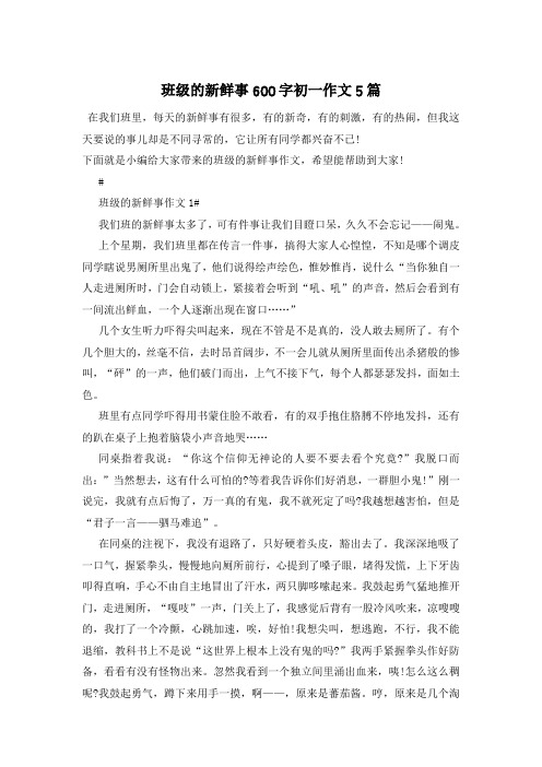 班级的新鲜事600字初一作文5篇