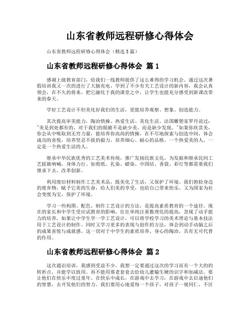 山东省教师远程研修心得体会