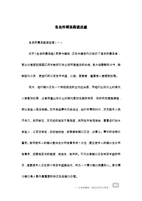 各自的朝圣路读后感
