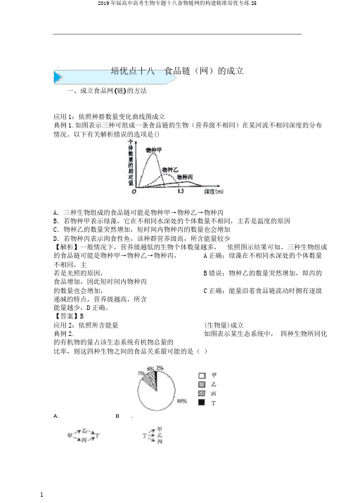 2019年届高中高考生物专题十八食物链网的构建精准培优专练25