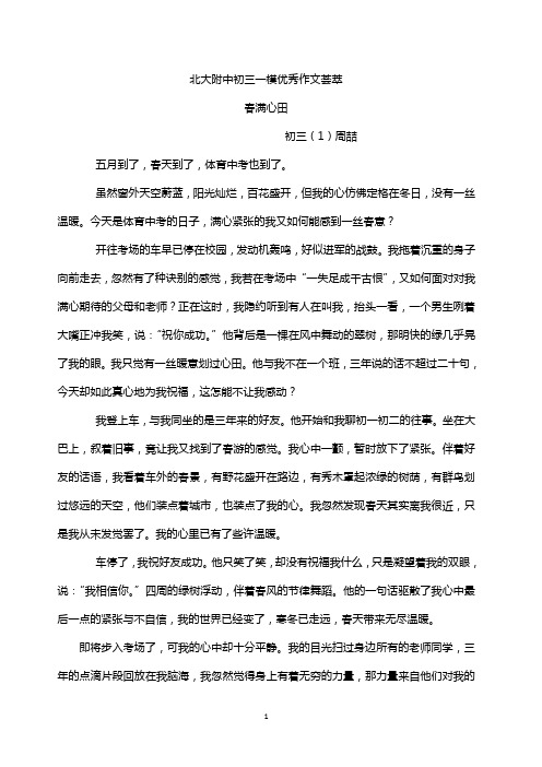 北京中考作文范文