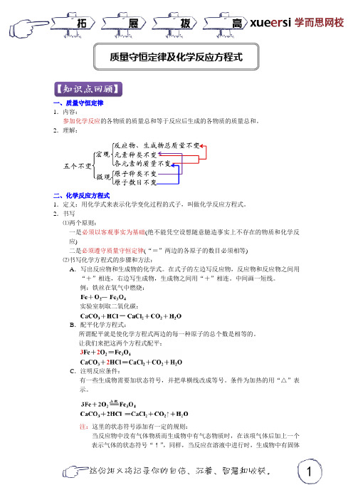 质量守恒定律及化学反应方程式